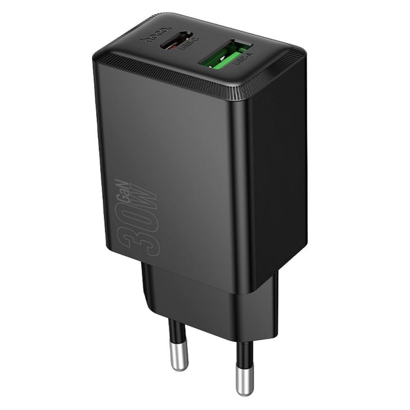 Hoco N71 Wandladegerät 30W, 3A, 1x USB-A / 1x USB-C, Schwarz