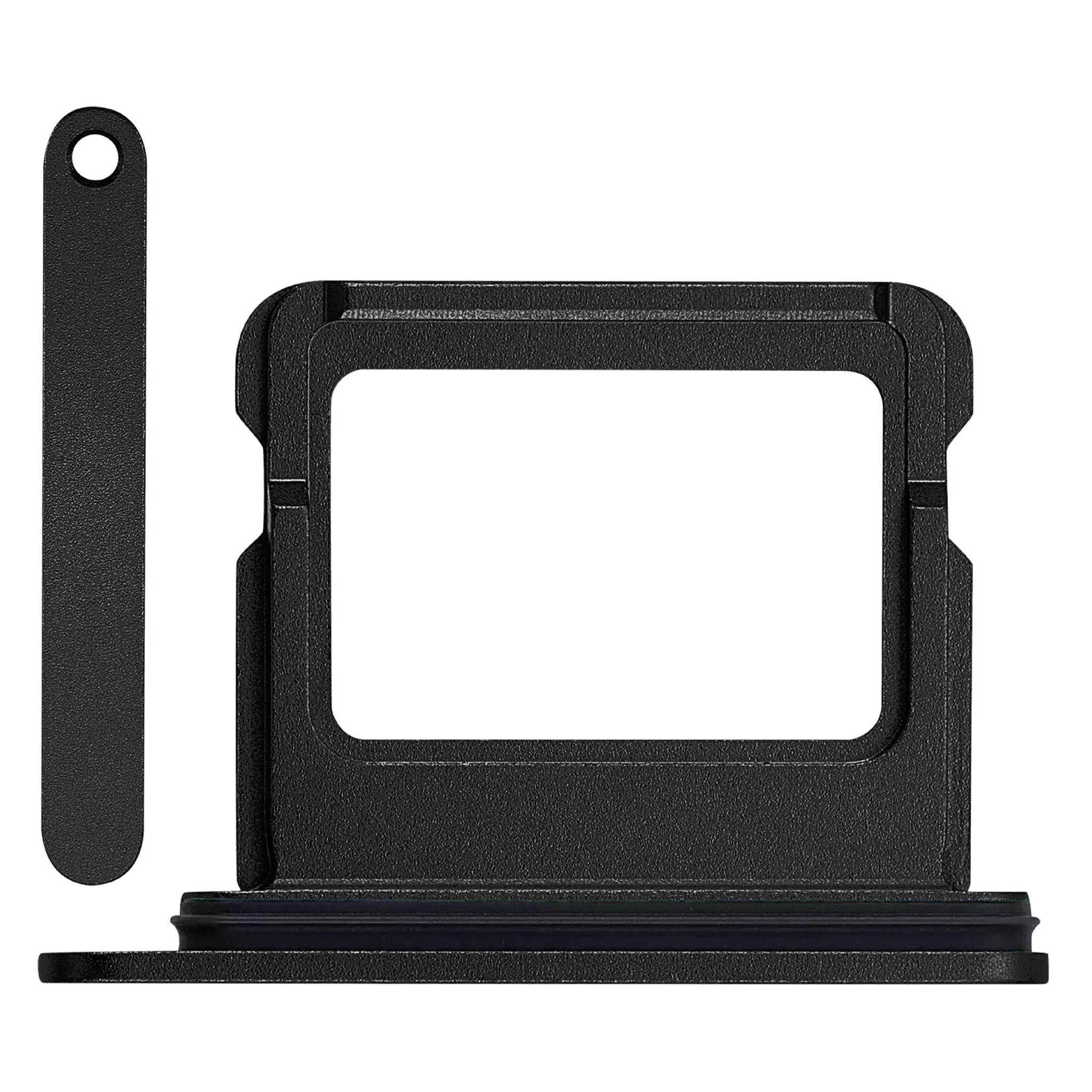 Ersatz-SIM-Karten-Slot für das iPhone 16 in der Farbe Schwarz mit Dichtungsring.