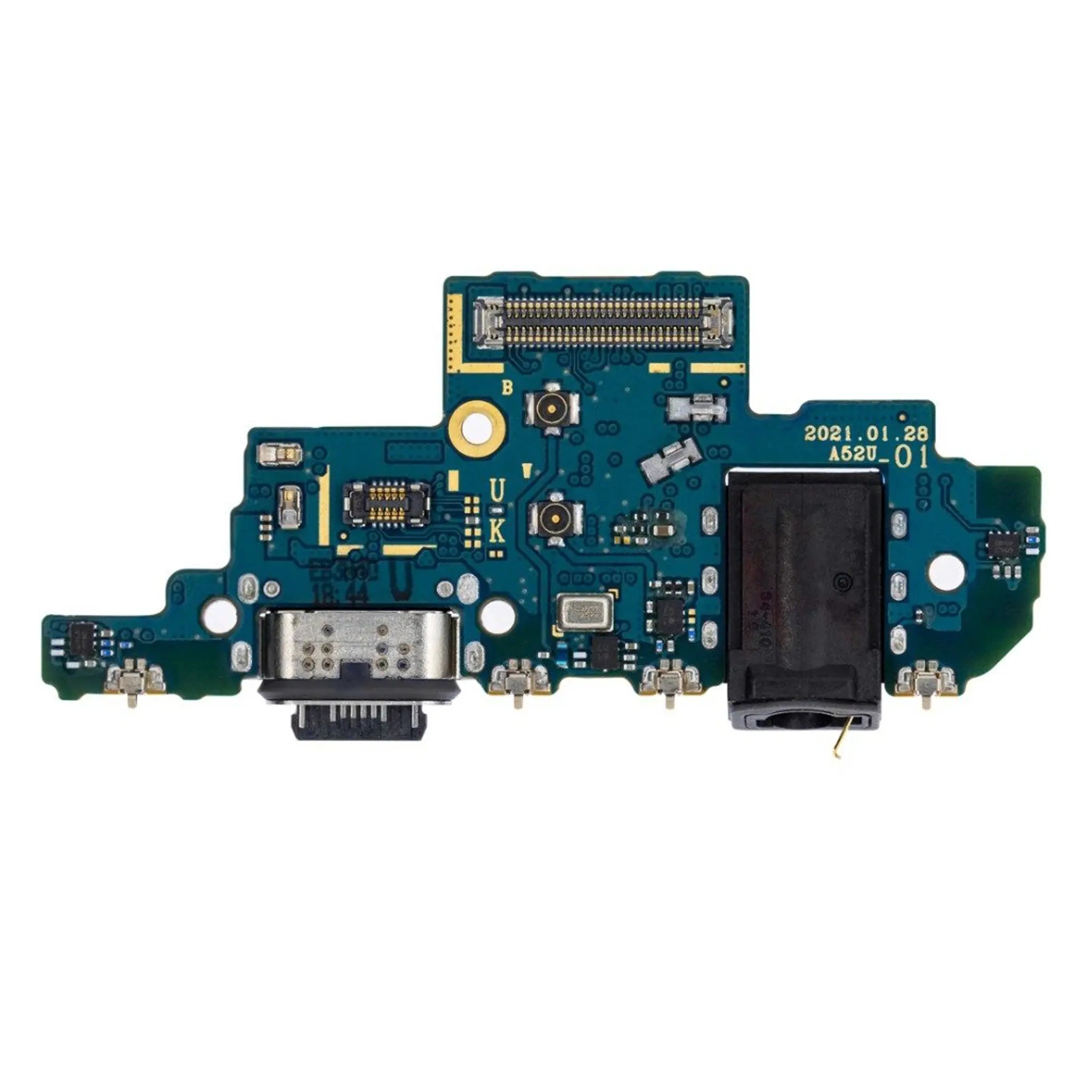 Ersatz-Ladebuchse (Subboard) mit USB-C Anschluss und Mikrofon für Samsung Galaxy A52 5G (SM-A526B).