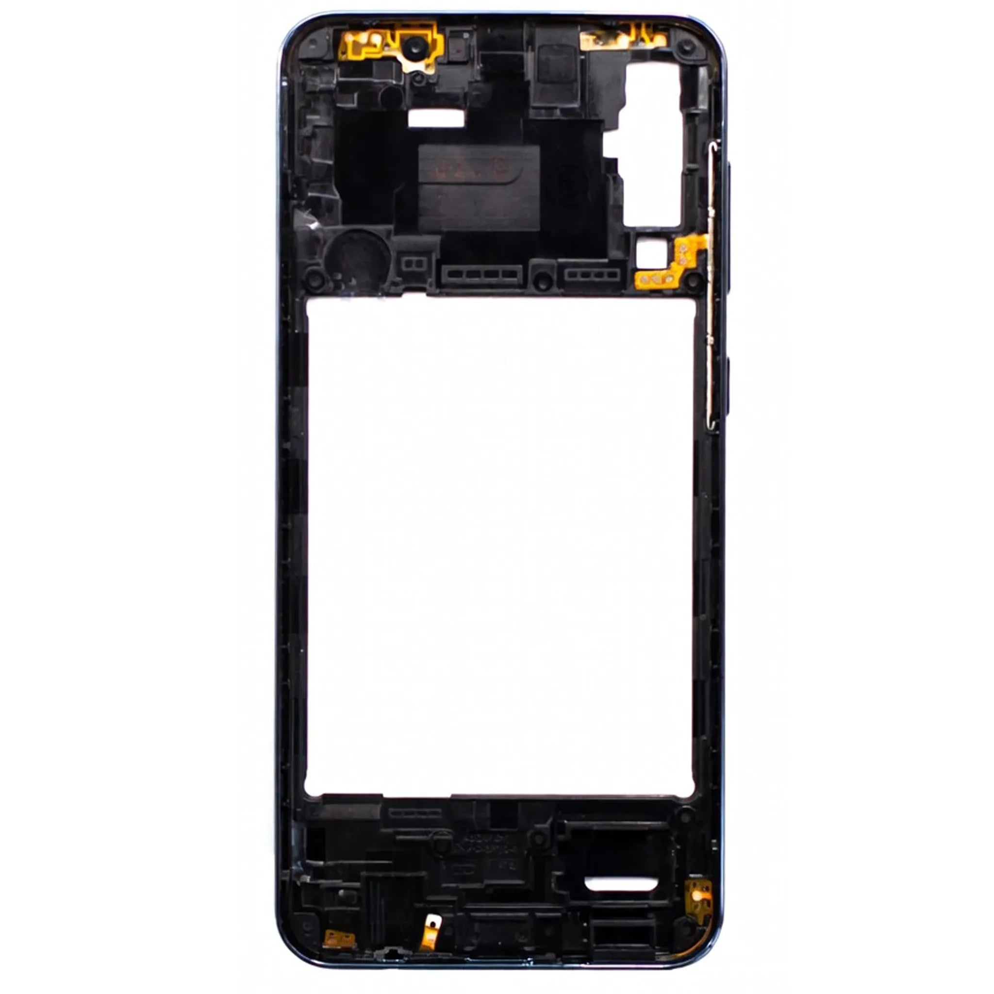 Ersatz-Mittelgehäuse (Rahmen) für Samsung Galaxy A50 (SM-A505F) in Schwarz zur Gehäusereparatur.