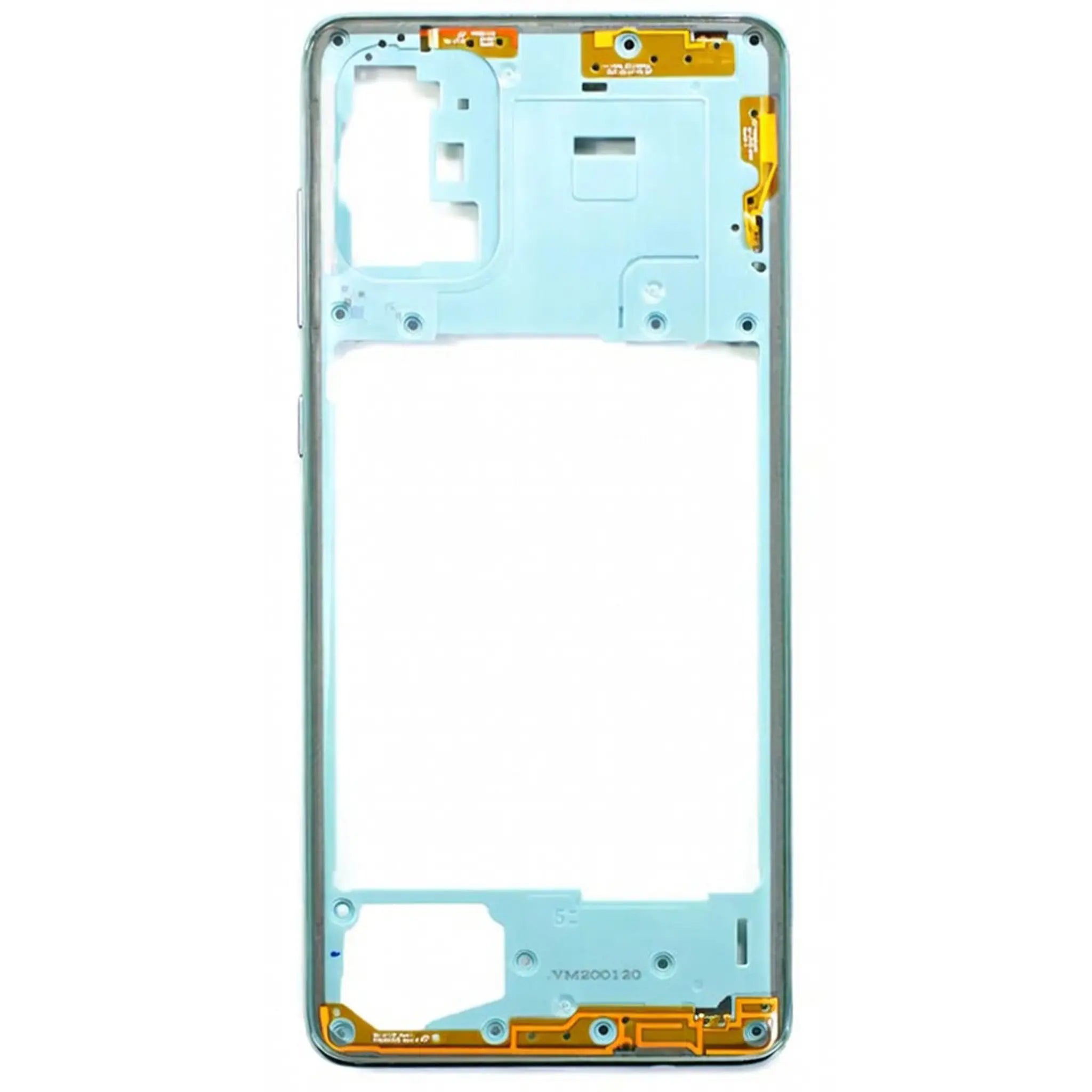 Ersatz-Mittelgehäuse (Rahmen) für Samsung Galaxy A51 (SM-A515F) in Prism Crush Blue zur Gehäusereparatur.