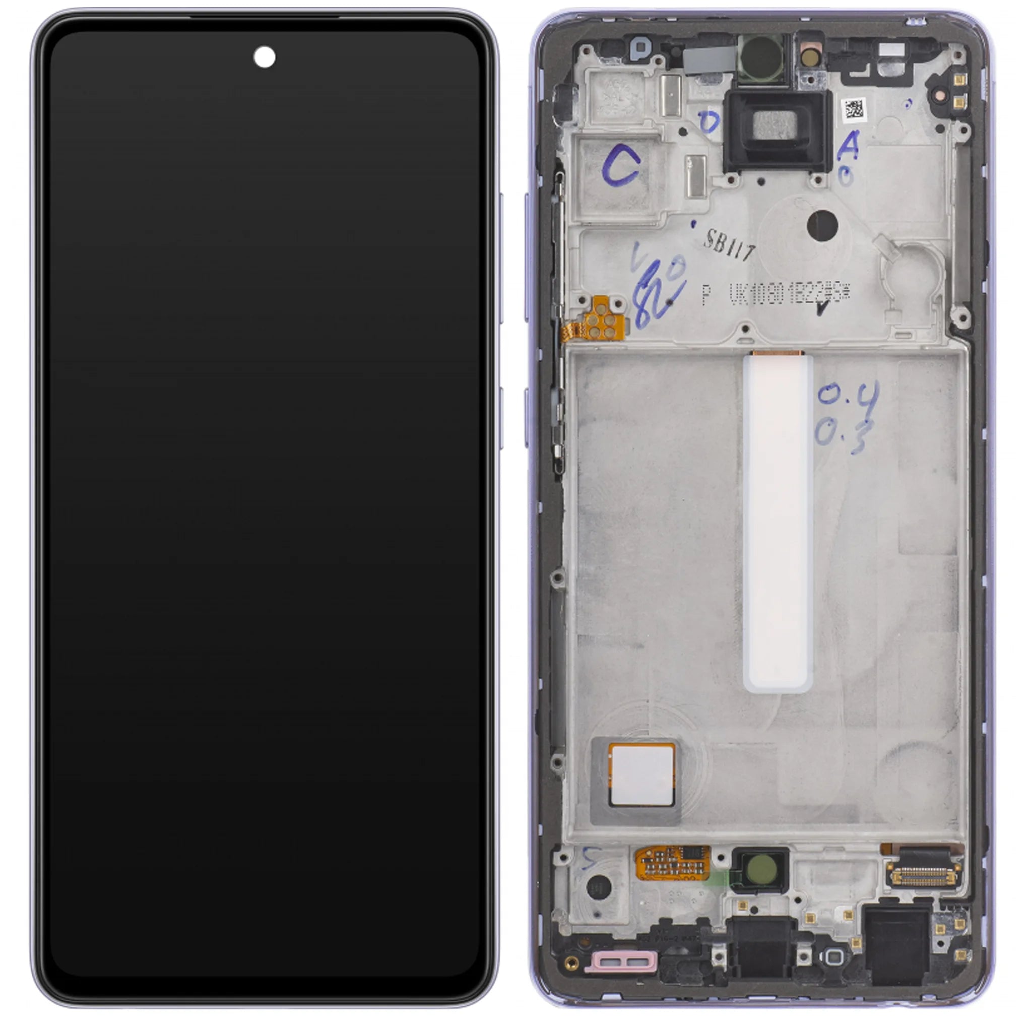 Original Samsung Galaxy A52s Service Pack Display in Awesome Violet.