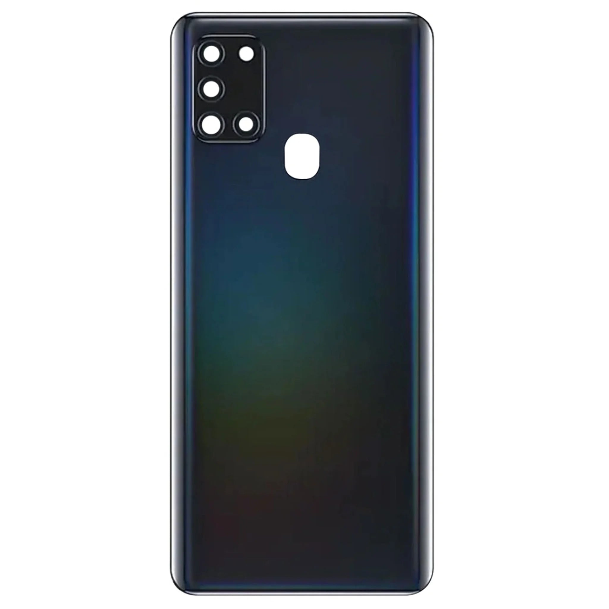 Blauer Ersatz-Akkudeckel für Samsung Galaxy A21s (SM-A217F) mit vorinstallierter Kameralinse in Premium-Qualität.