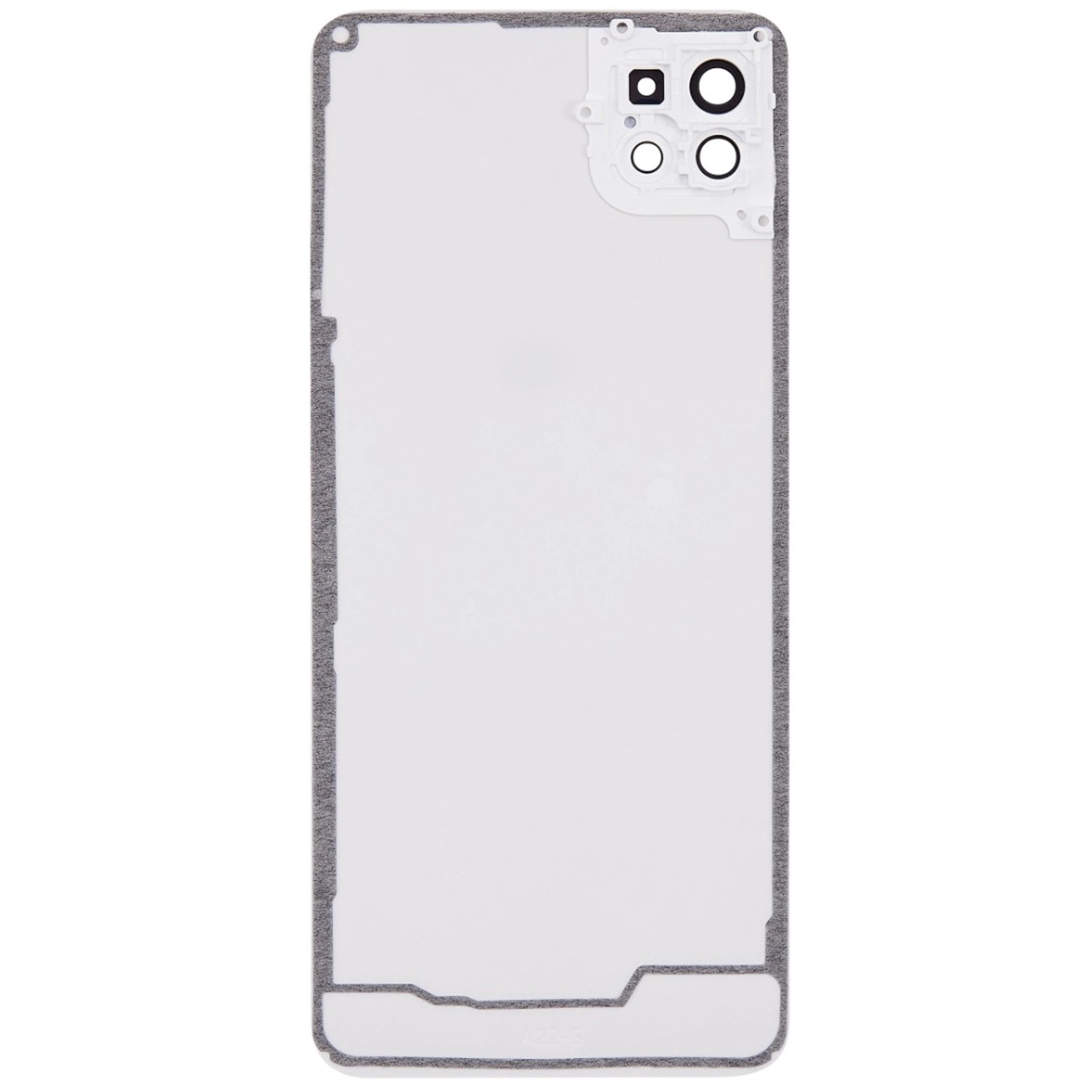 Ersatz-Akkudeckel für Samsung Galaxy A22 5G (A226B) in Schwarz und Weiß mit vorinstallierter Kameralinse.