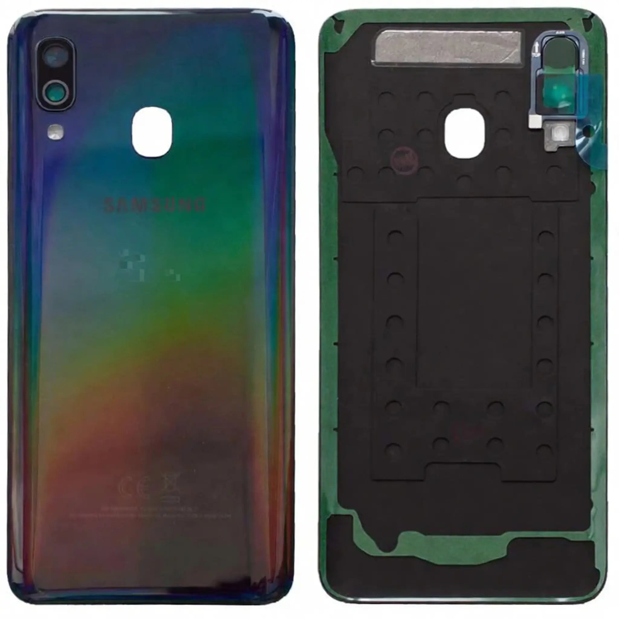 Original Samsung Galaxy A40 (A405F) Akkudeckel in Black (Service Pack) mit Kameralinse und Klebefolie
