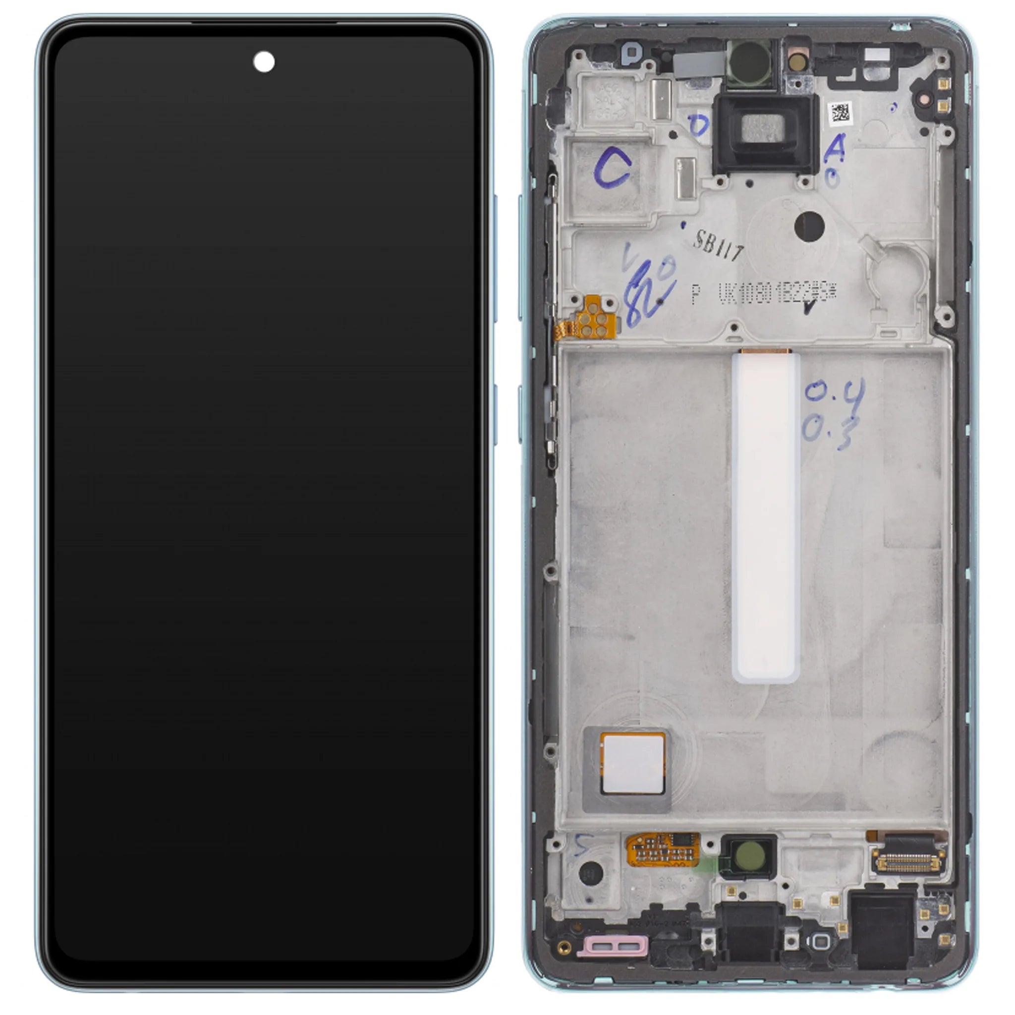 Original Samsung Galaxy A52 (A525F) Service Pack Display mit Rahmen in Awesome Violet – Super AMOLED Ersatzbildschirm.