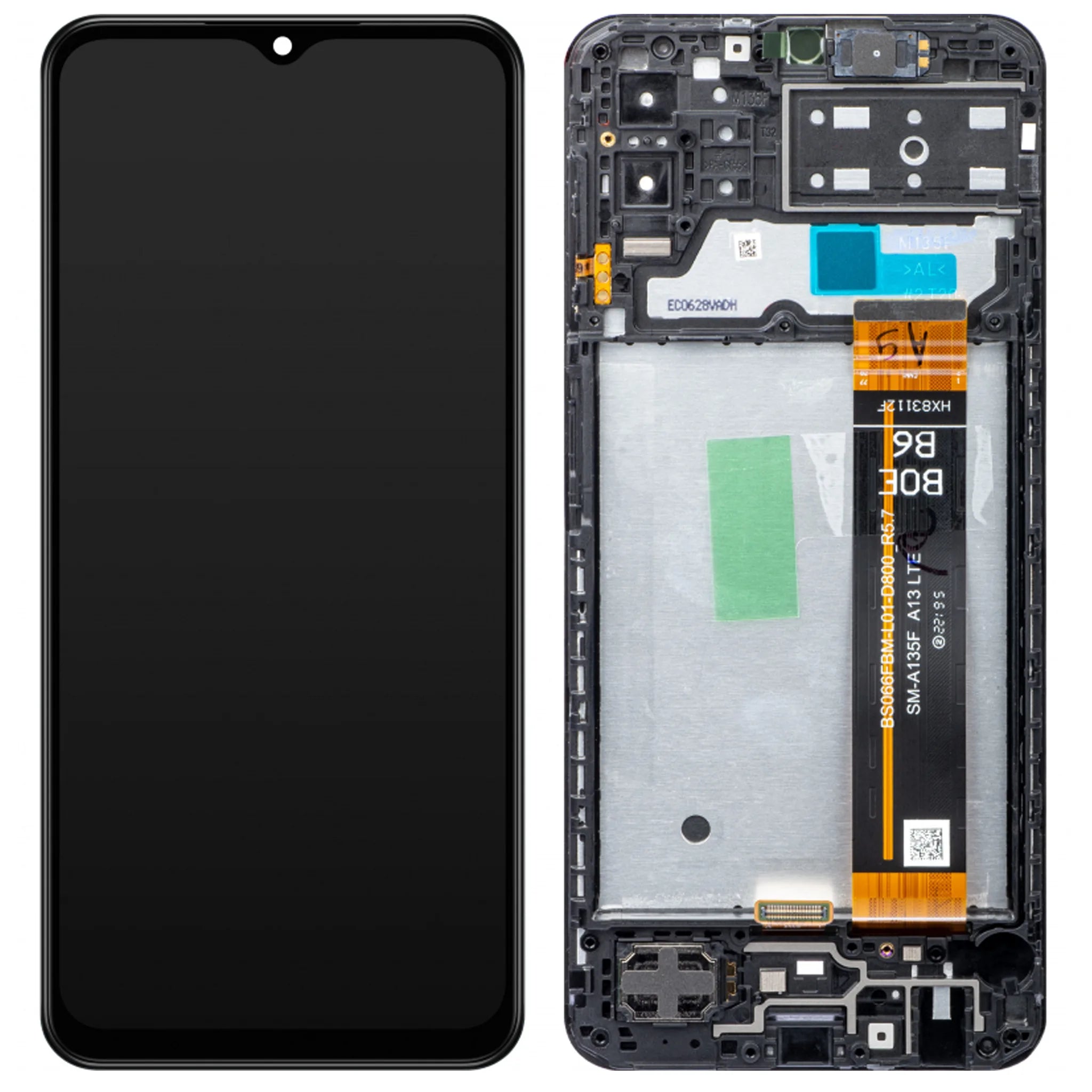Samsung Galaxy M13 (M135F) Service Pack Display in Schwarz – Originales Ersatzteil.