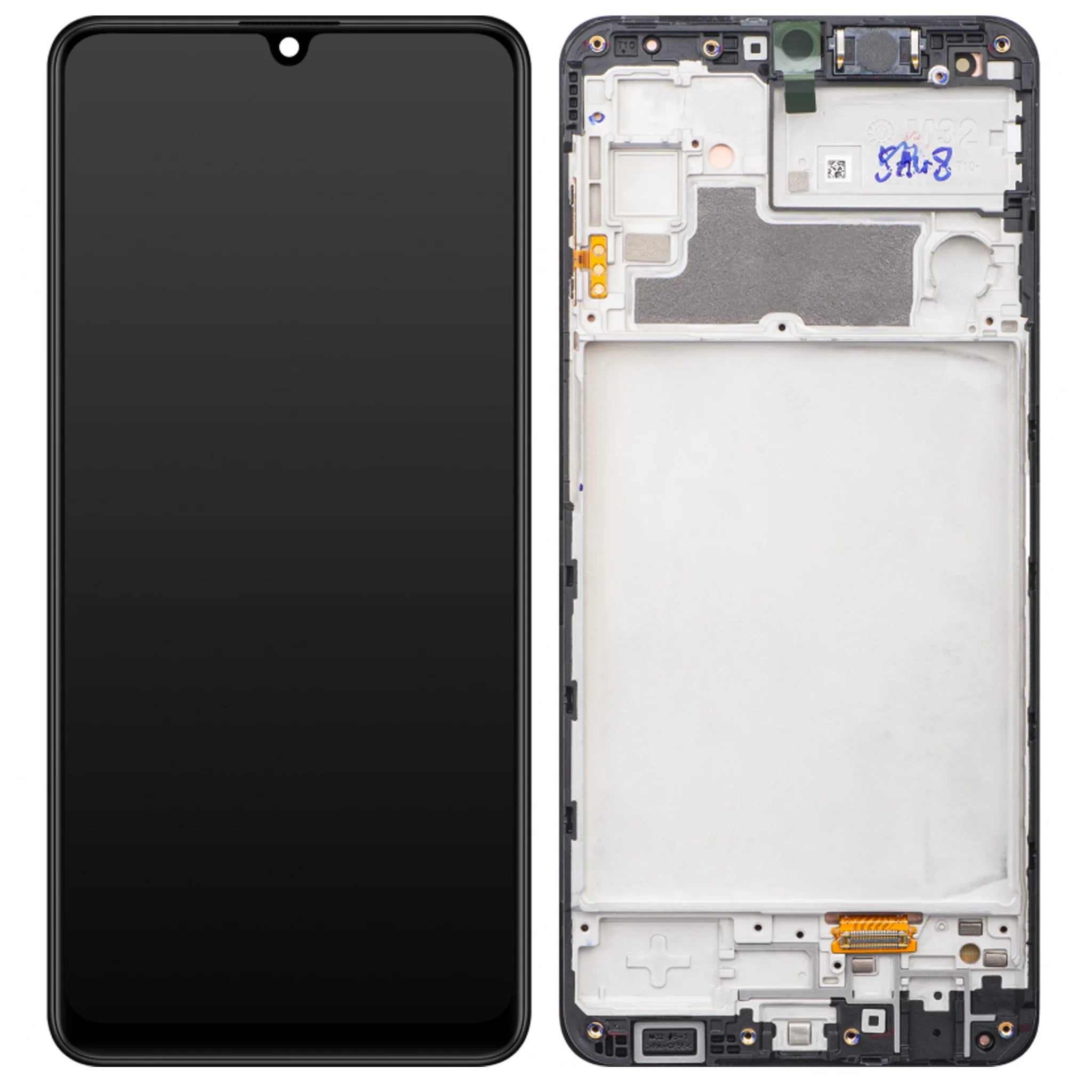 Original Samsung Service Pack Display für Galaxy M32 (M325F) in Schwarz mit Rahmen.