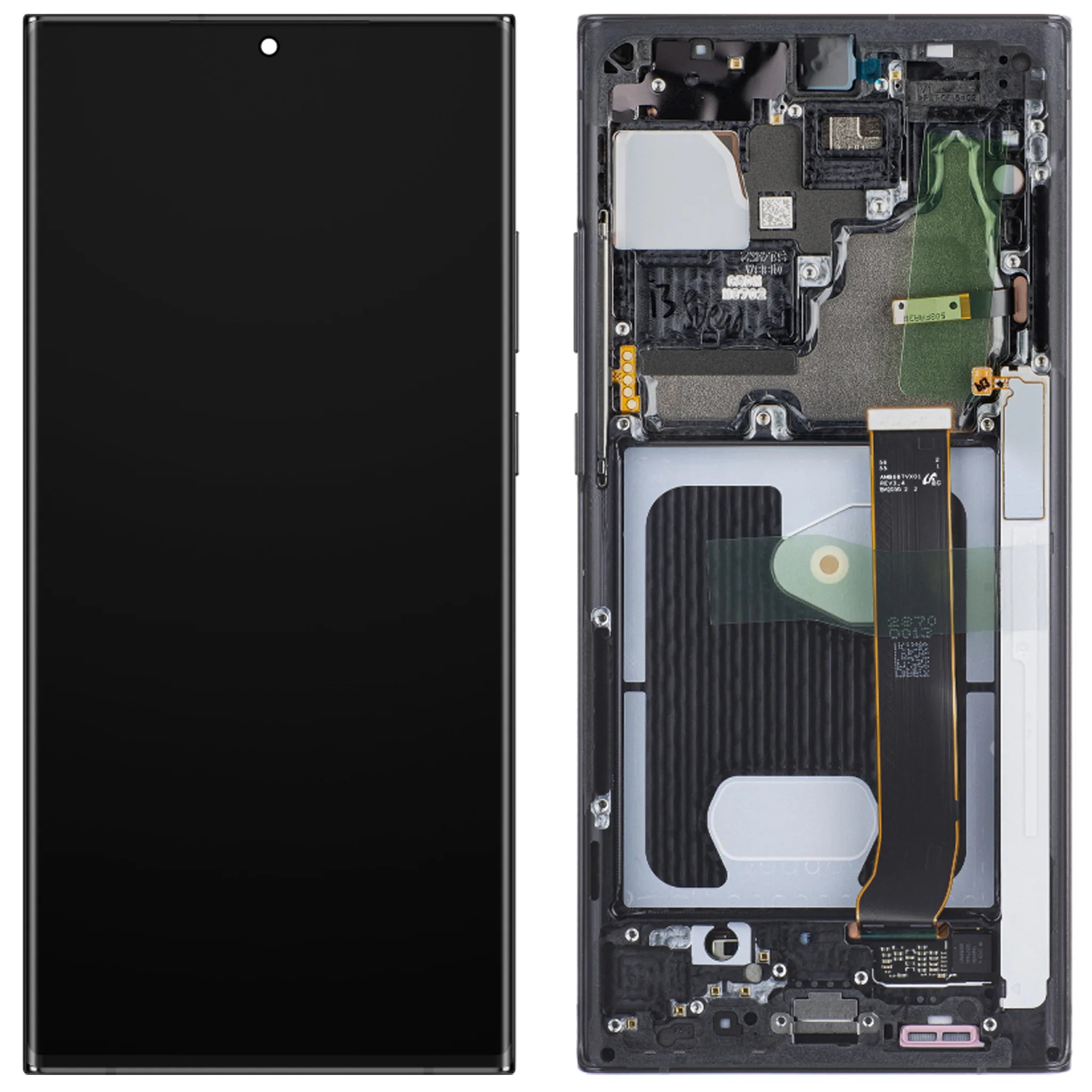 Original Samsung Service Pack Ersatzdisplay für Galaxy Note 20 Ultra (SM-N985F / SM-N986F). Komplette Dynamic AMOLED 2X Display-Einheit in Mystic Black mit Rahmen.