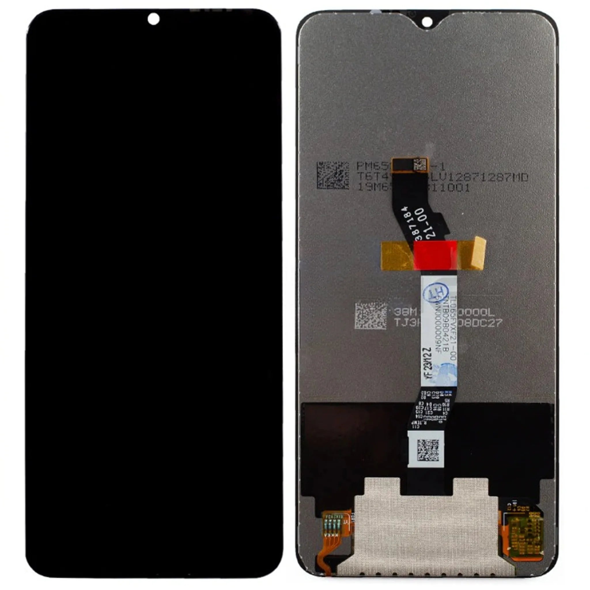 OEM Ersatz-Display ohne Rahmen für Xiaomi Redmi Note 8 Pro in Schwarz, Vorder- und Rückansicht.